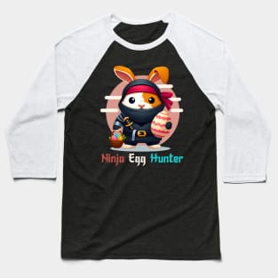 Ninja Egg Hunter Easter Guinea Pig With Bunny Ears Baseball T-Shirt